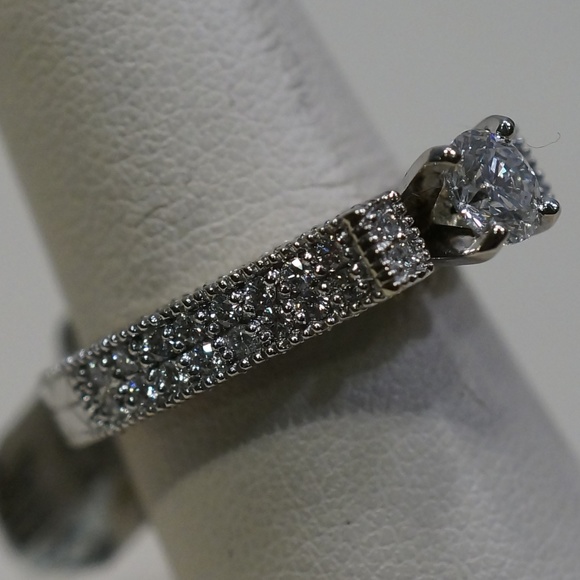 14KW Gold Genuine Diamond Engagement Ring - Picture 7 of 8
